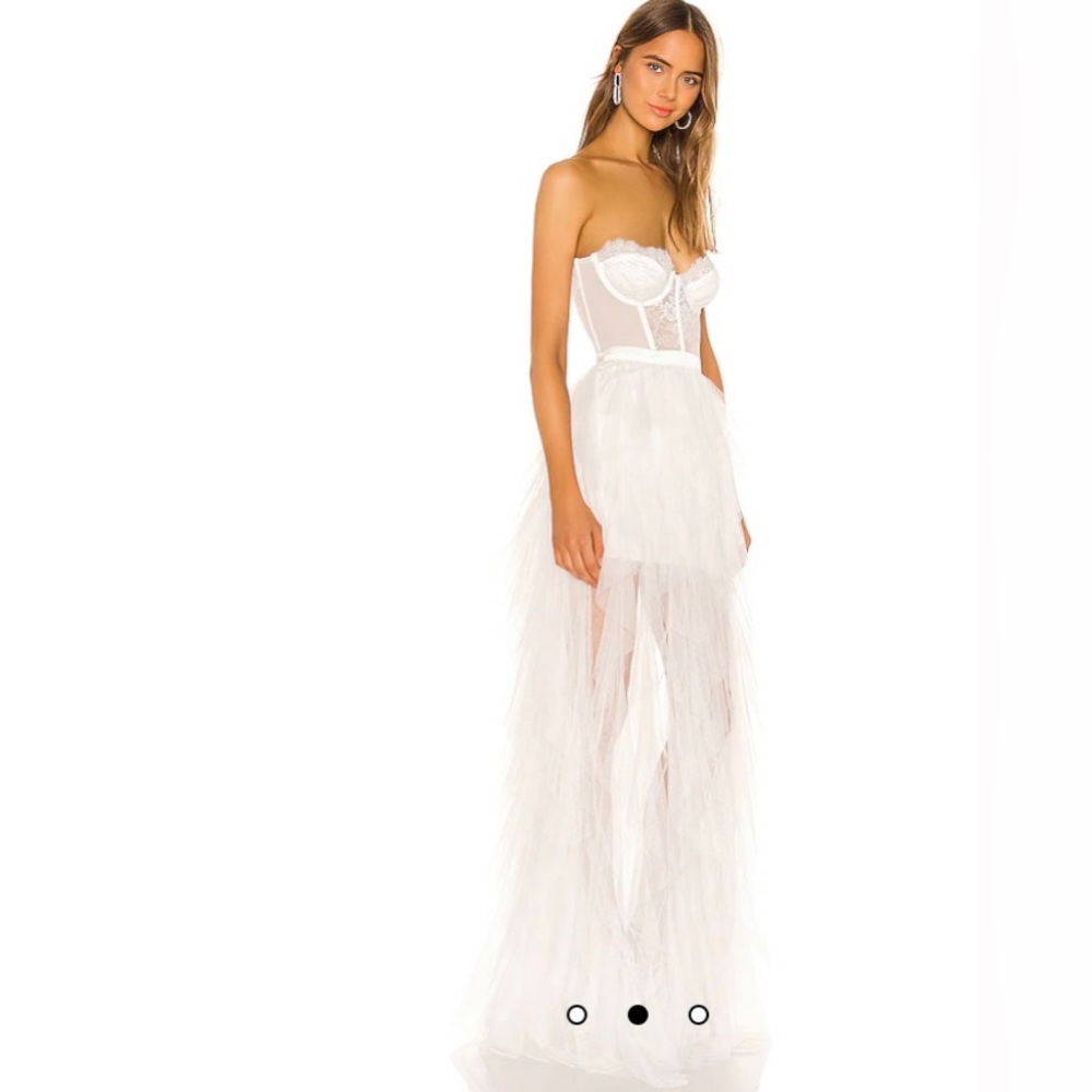 For Love & Lemons Bustier Gown in White